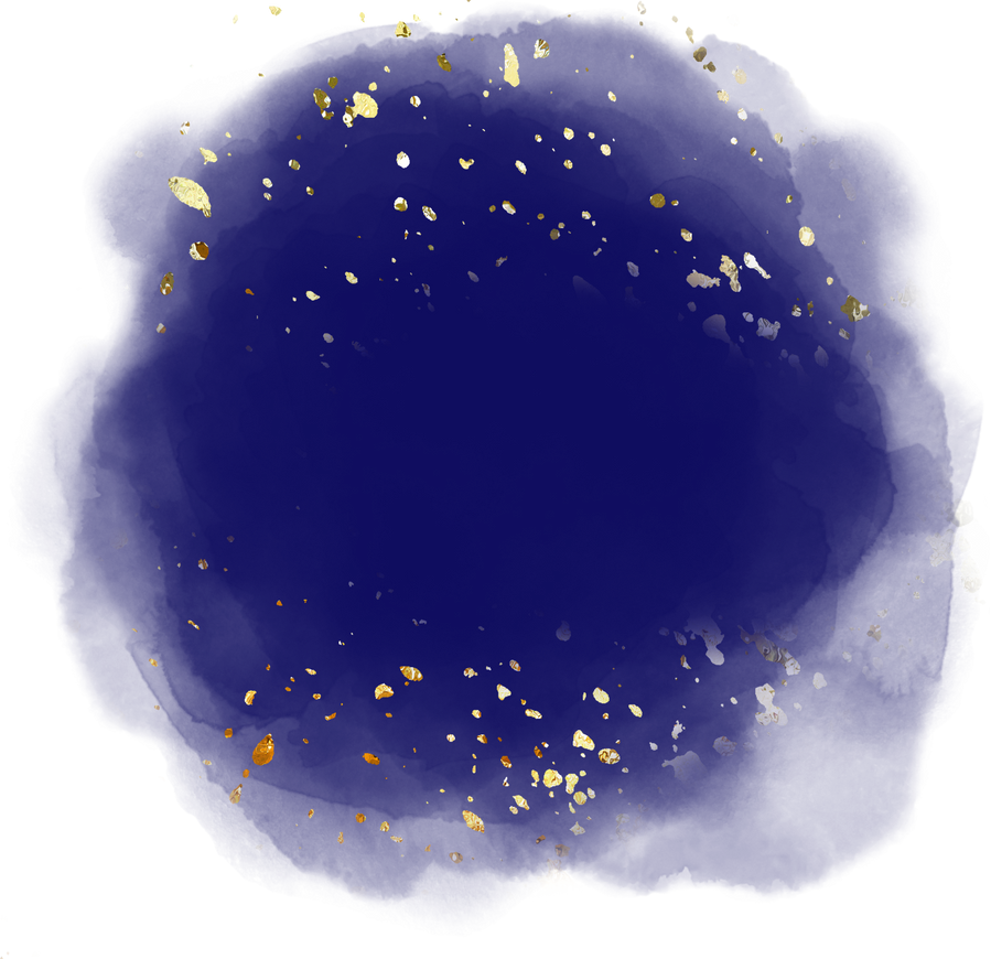 Dark Blue Golden Watercolor Spot